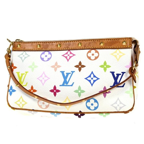 LOUIS VUITTON Pochette Accessoires Hand Bag Monogram Multi White - Picture 1 of 15